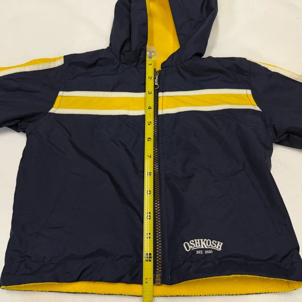 OshKosh B'gosh Baby Boys Reversible Jacket Navy Yellow Stripes 18 Months Vintage